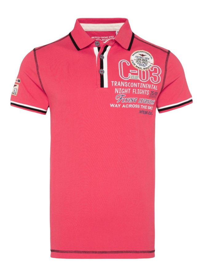 Short-sleeved polo shirt with artwork and contrasting seams