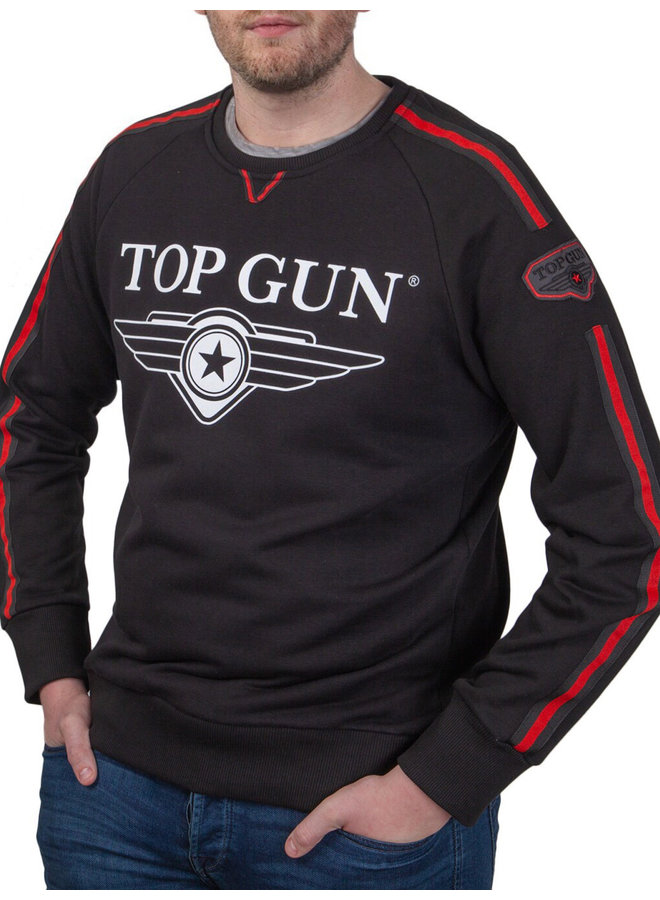 Sweat Top Gun à col rond "Streak Logo" avec patchs, noir