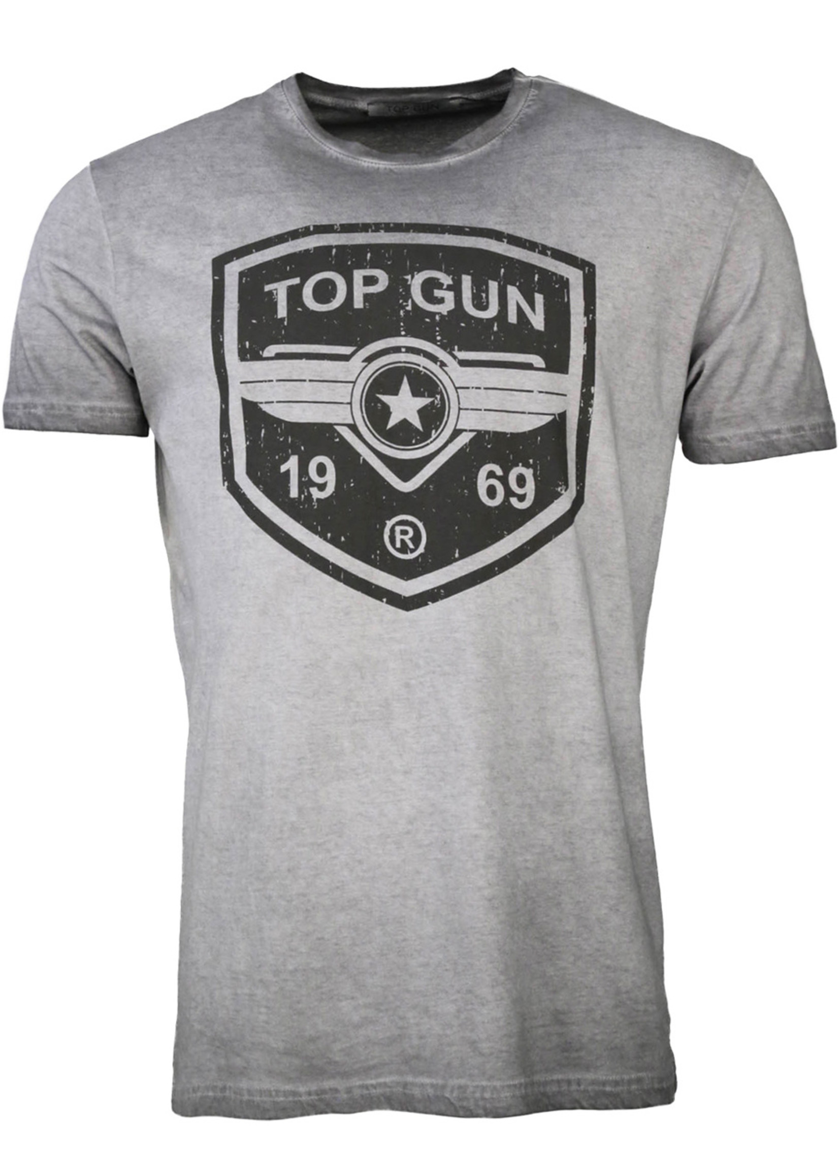 Top Gun Top Gun T-shirt, ronde hals van katoen "Power Shield" grijs