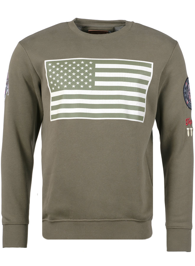 Top Gun Sweatshirt Rundhals "US Flag" Army