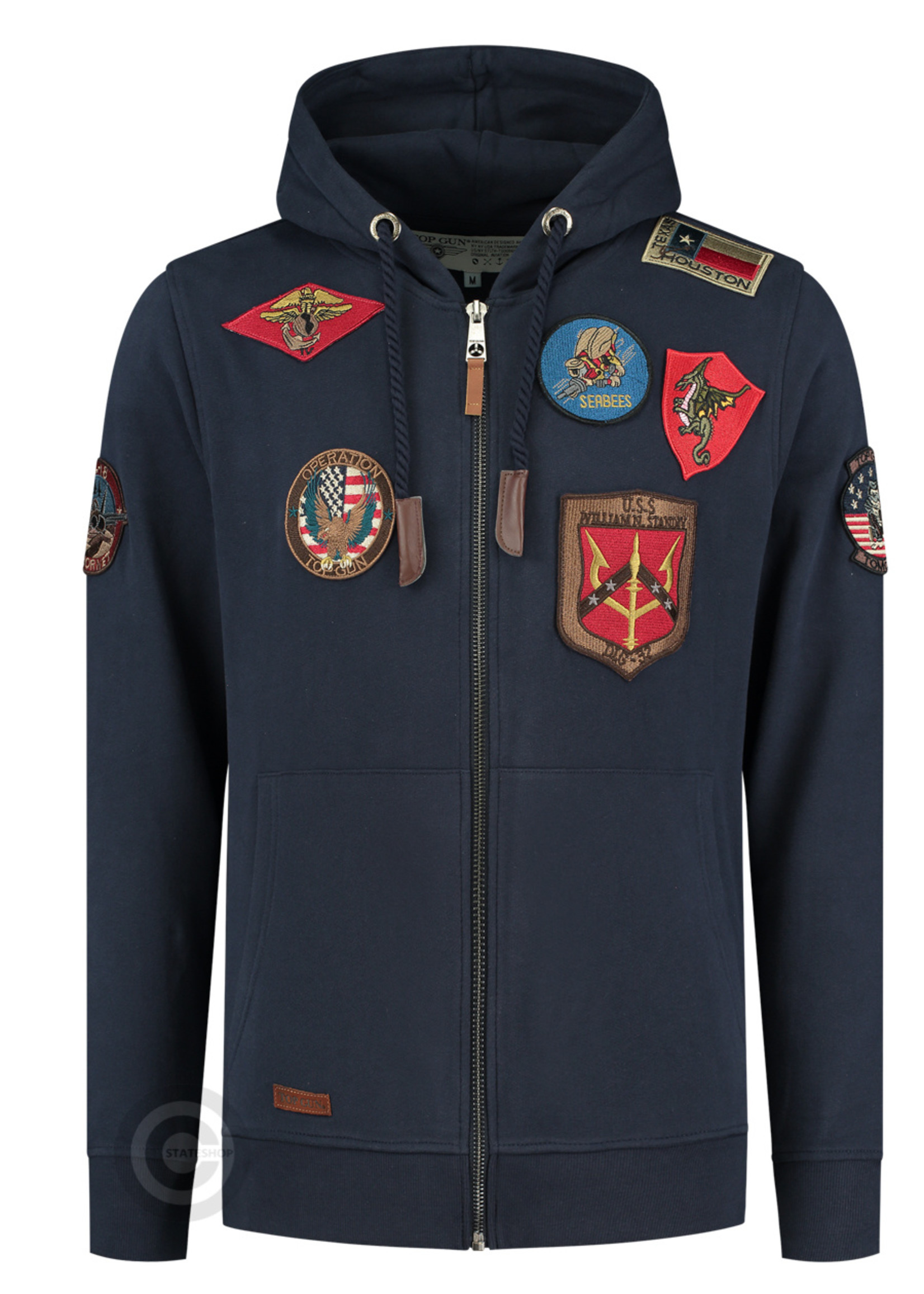 Top Gun Top Gun Hoodie sweat jacket with patches, dark blue