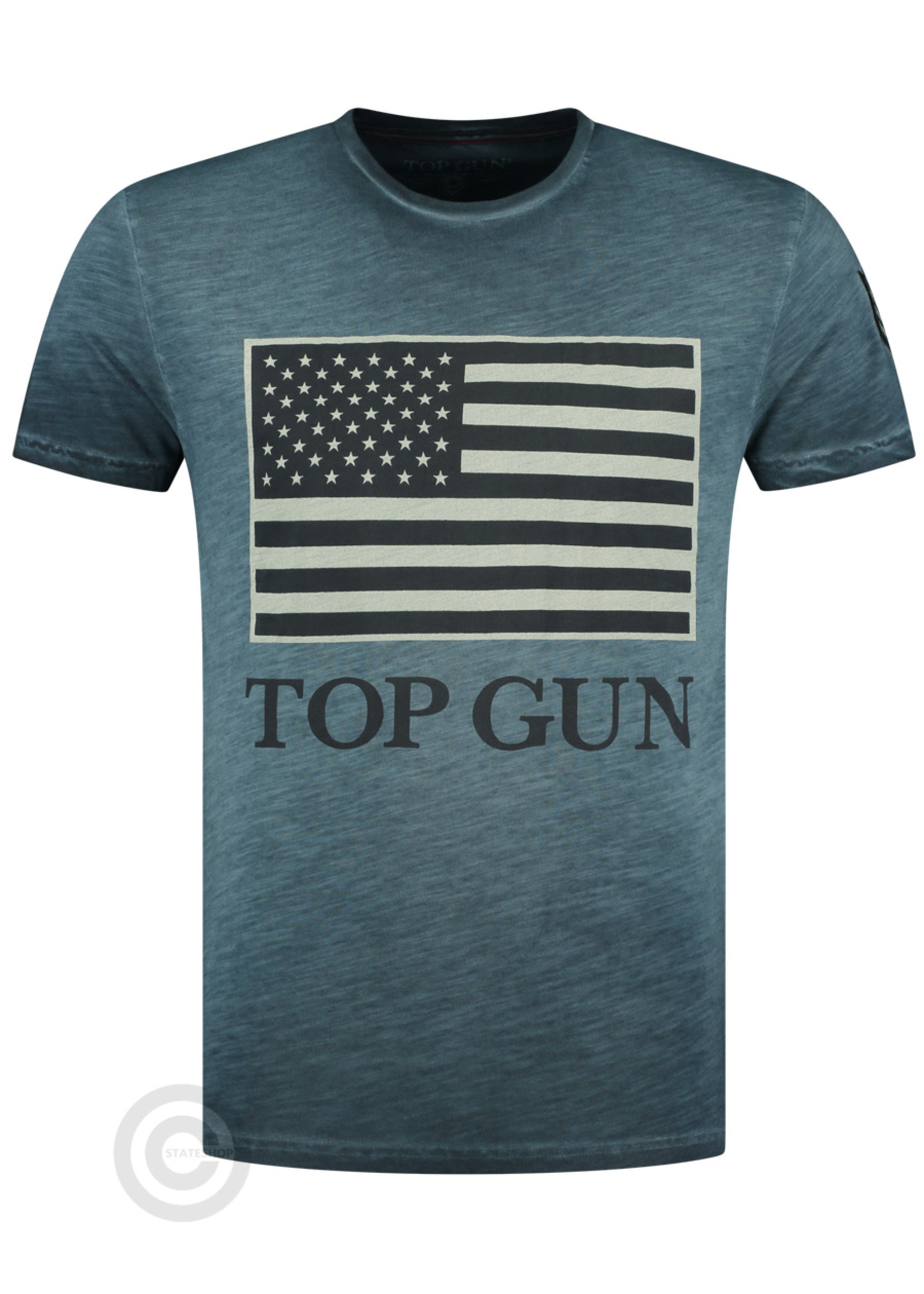Top Gun Top Gun T-shirt, ronde hals van katoen "US vintage Flag" Navy