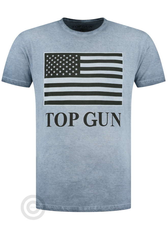 Top Gun T-shirt, round neck made of cotton "US Flag" blue