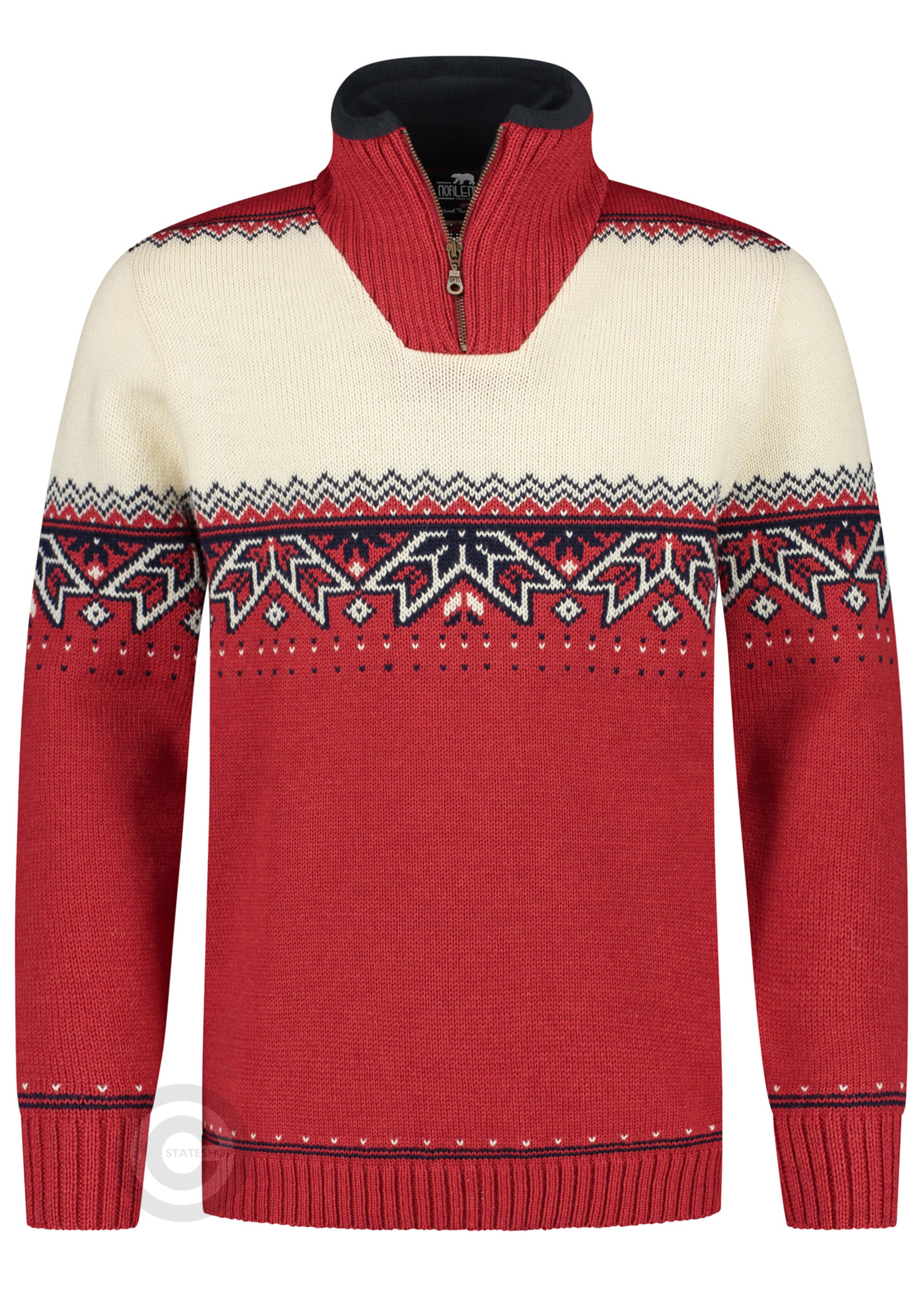 Norfinde Nordic trui met traditioneel sterrenpatroon, Rood