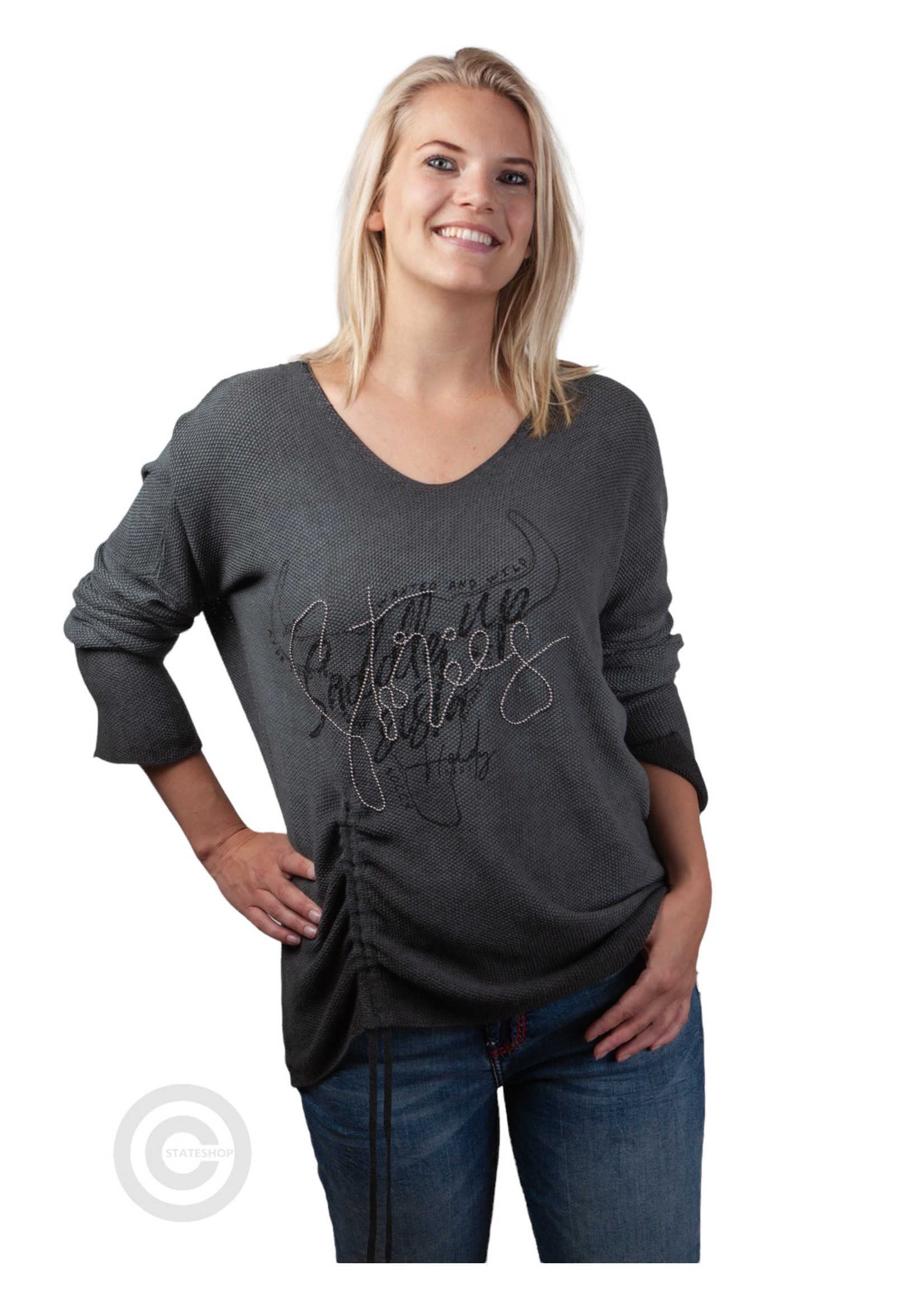 Soccx  Soccx ® sweater with pearl pattern, artwork and pleats