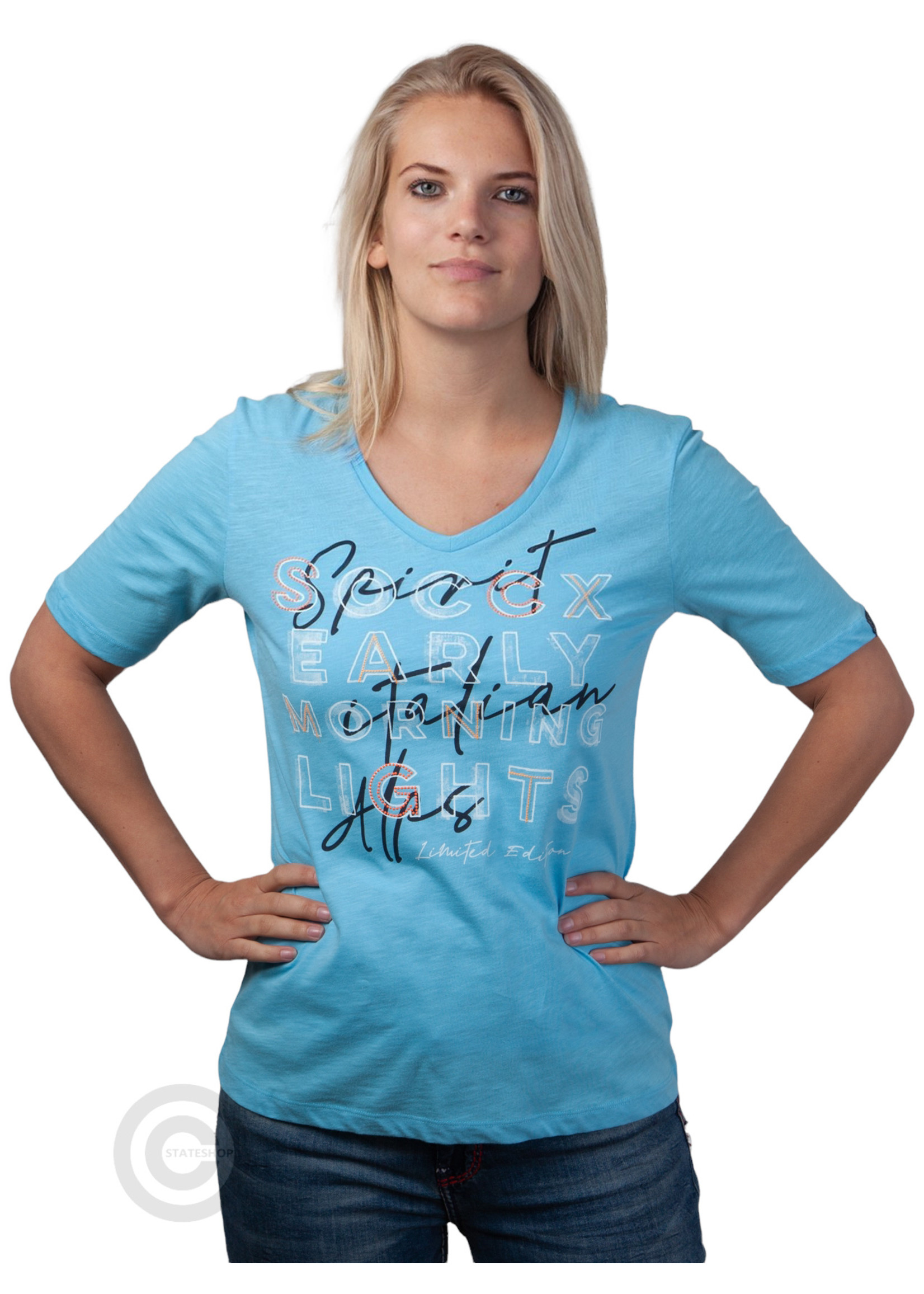 Soccx  Soccx ® T-Shirt mit Logografik und V-Ausschnitt