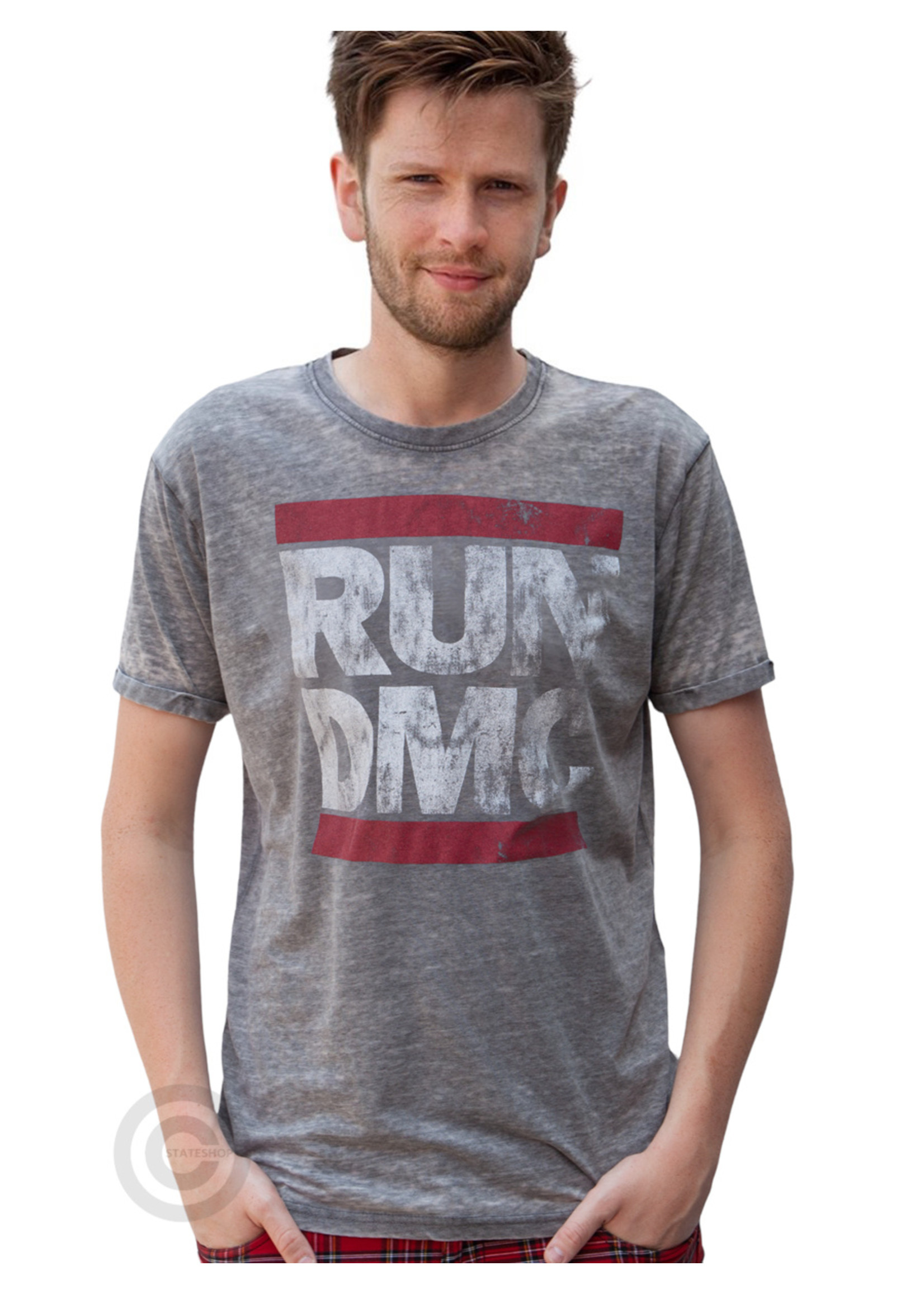Rockstarz Rockstarz T-shirt Run DMC "Burned out Logo" grijs