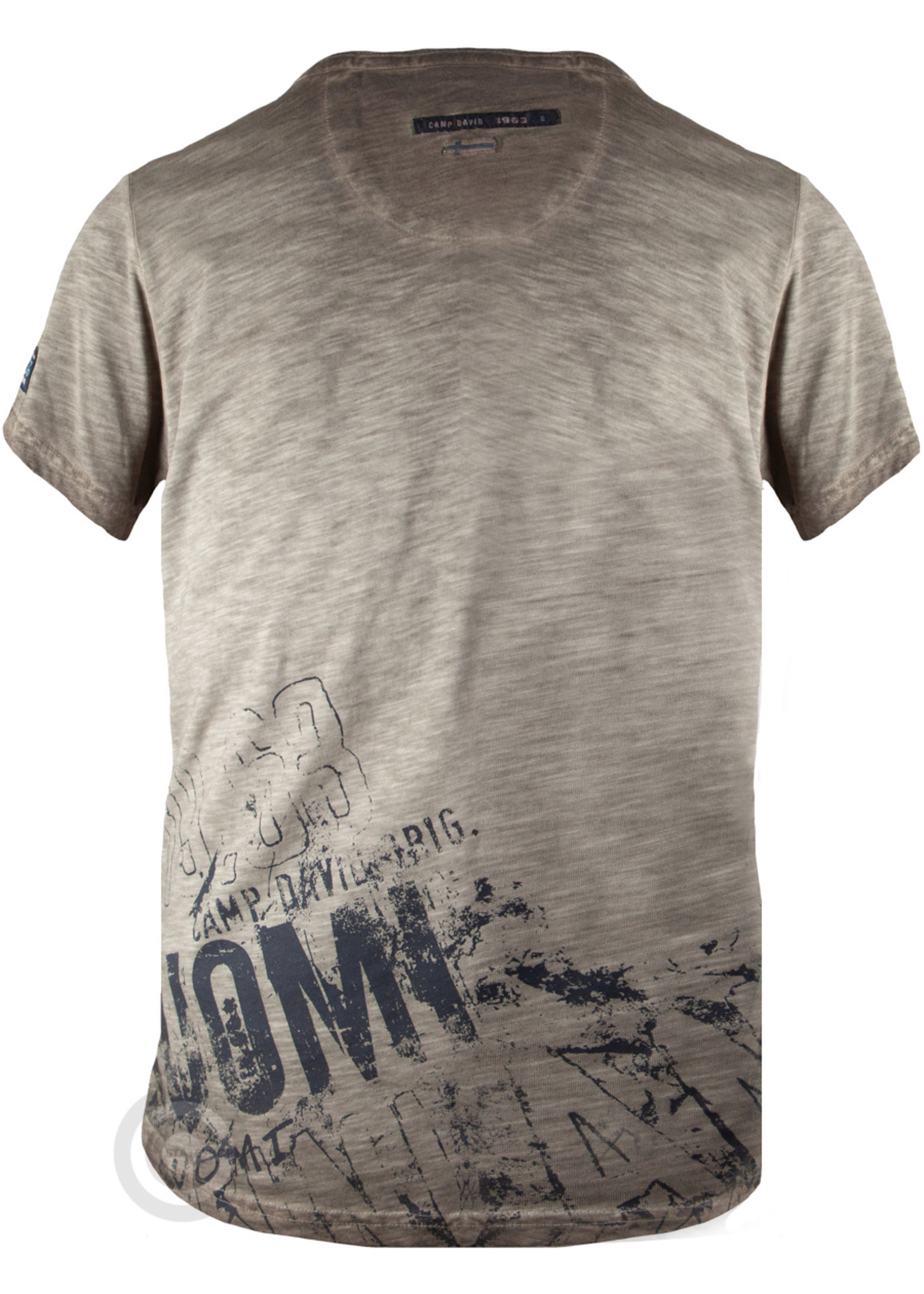 Camp David  Camp David, T-Shirt inside Oil Dyed mit used Print. Khaki