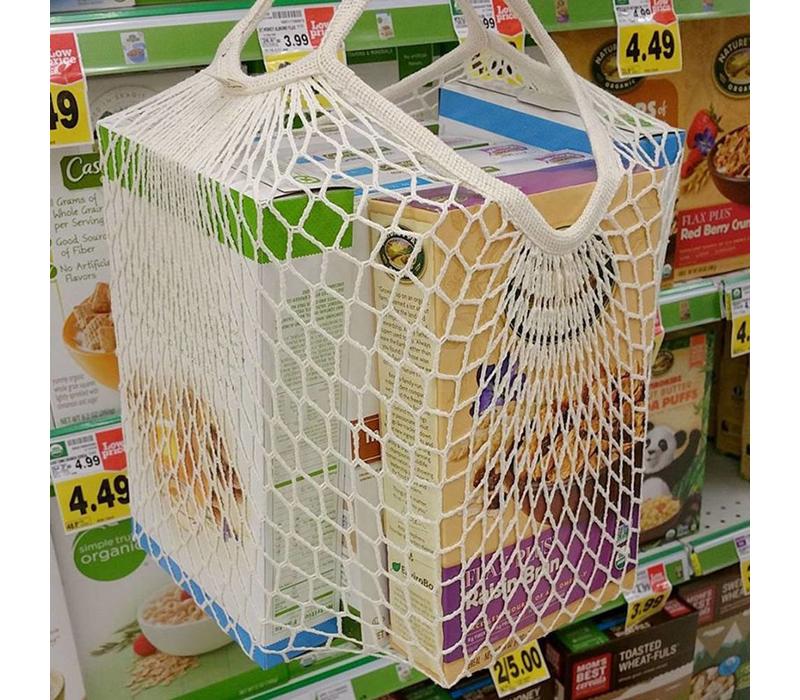 mesh shopping net,  cotton,  to use on a  rollator or wheelchair