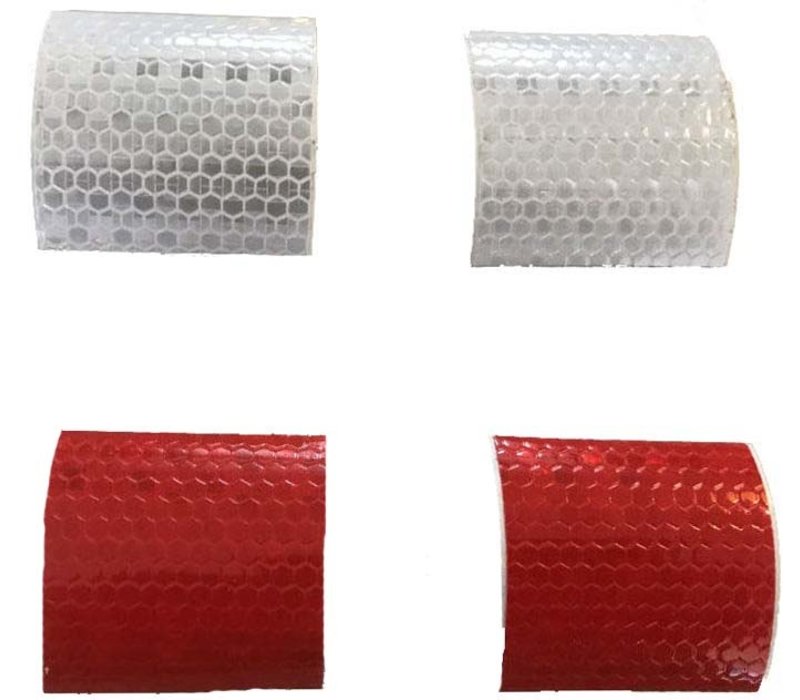 zelfklevende retro-reflecterende stickers, 2x wit en 2x rood