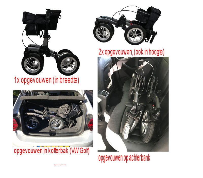 Mobinova Outdoor Flex 2.0 rollator, zeer stabiel, compact opvouwbaar, 4 luchtbanden