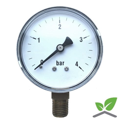 Manometer 0...4 Bar; kast 60 mm aansluiting 1/4" onder 