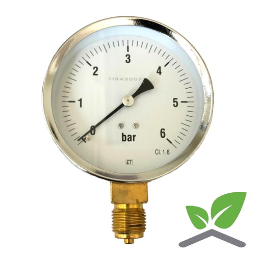 Manometer 0...6 Bar; kast 100 mm aansluiting 1/2" onder 