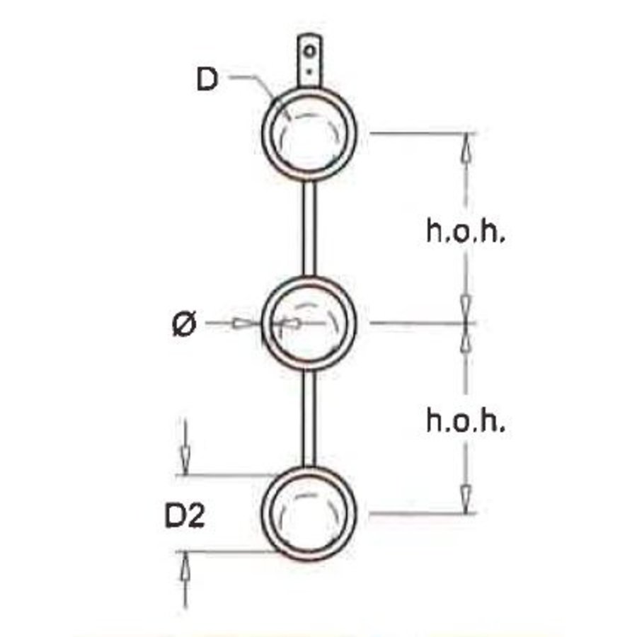 Giebelhaken mit einzigen Lippe für 3x Rohre 51 zu 168 mm (Bündel 15 Stück) - (Preis auf Anfrage)-2