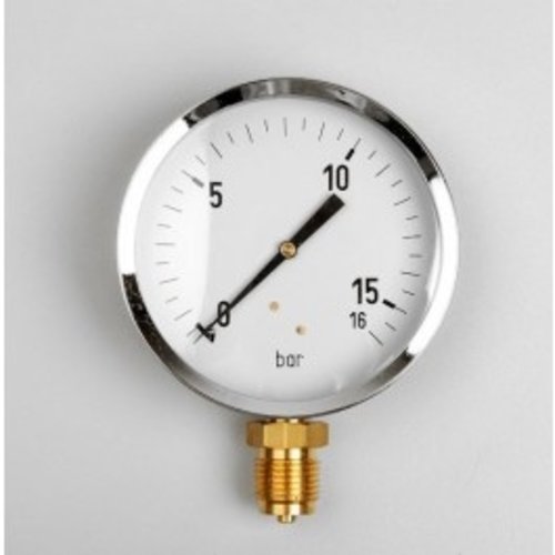 Manometer Gas 0...160 mBar; kast 100 mm aansluiting 1/2" onder 
