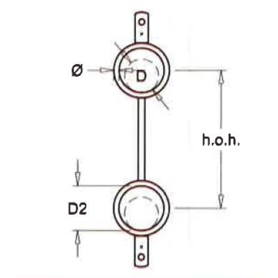 Gable hook, for 2 x tube double lip - (Per piece)-2