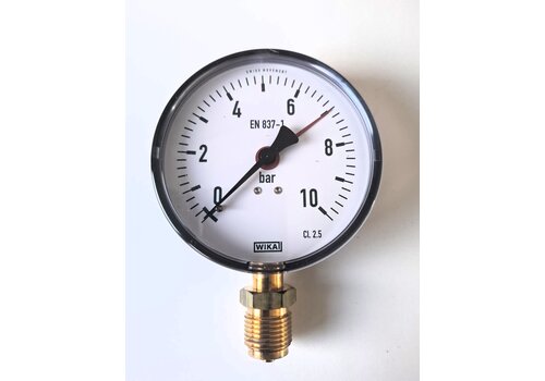 Manometer 0...10 Bar; Gehäuse 100 mm Anschluss 1/2" unten 