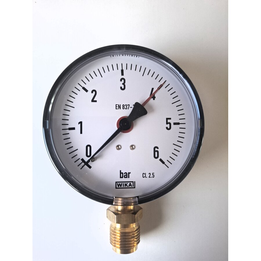 Manometer 0...6 Bar; kast 100 mm aansluiting 1/2" onder-1