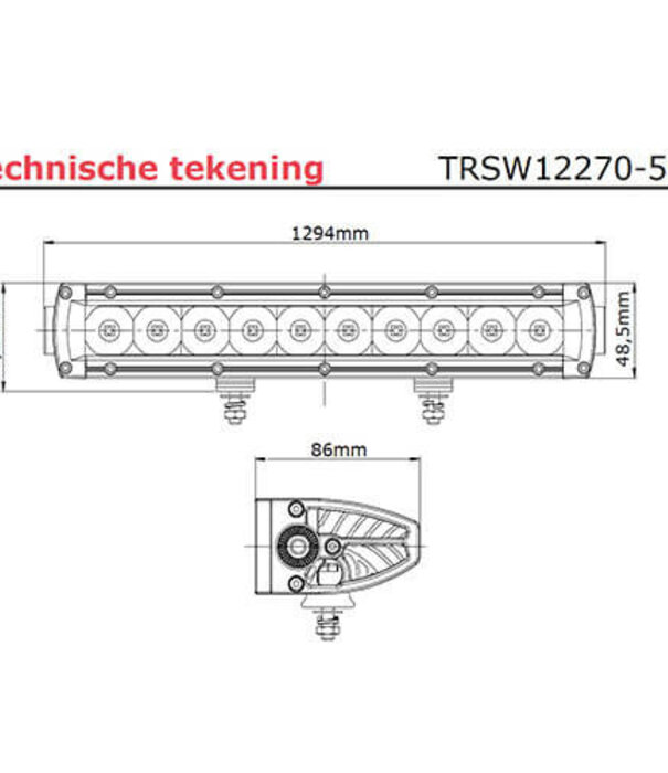 LED Bar | 250 Watt | 24900 Lumen | 9-30V | 40cm. Kabel + Deutsch