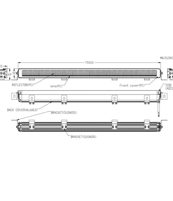 Skybar 800 Lightbar amber/weiß mit Blitz 14.400Lm / 3M Kabel