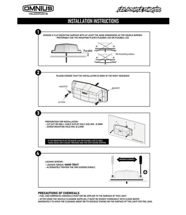 Omnius LED double brûleur blanc/orange clair commutable