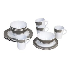 Bo-camp Servies 16-Dlg melamine grijs