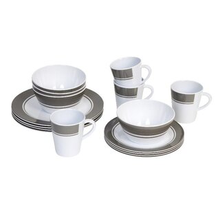 Bo-camp Servies 16-Dlg melamine grijs
