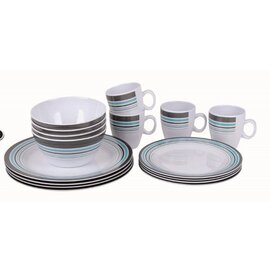 Bo-camp Servies 16-dlg melamine grijs/blauw