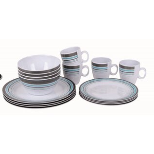 Bo-camp Servies 16-dlg melamine grijs/blauw