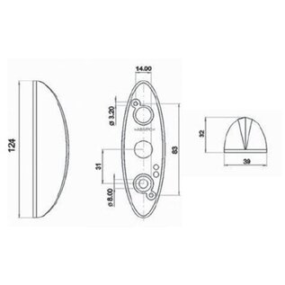 Jokon Zijlicht rood/wit opbouw transparant
