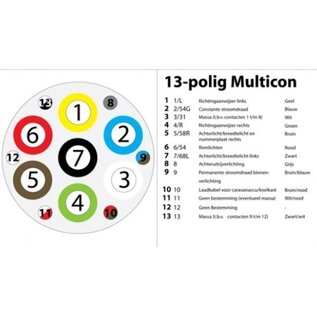 Crusader 7 + 6 multicon west, 13 polige contactdoos