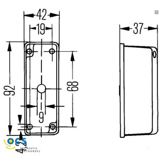 Hella Breedtelicht opbouw rood/wit