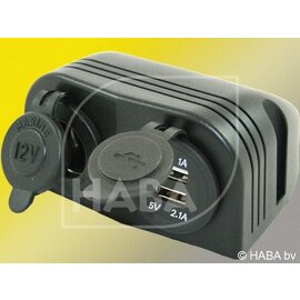 HABA Opbouw 12v stekkerdoos + 2x USB lader