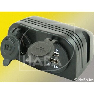 HABA Opbouw 12v stekkerdoos + 2x USB lader