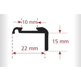 Hoeklijst Zilver 22mm. excl. inlegbies