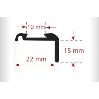 Hoeklijst Zilver 22mm. excl. inlegbies