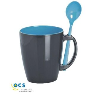 Gimex Greyline Türkis Beker met lepel 4st