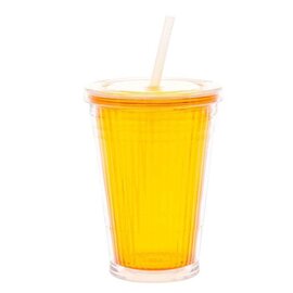 Gimex Drinkbeker met rietje. Kleur Geel