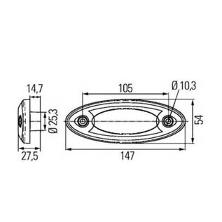 Breedtelamp led oranje/zwart
