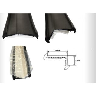 Onderlegrubber lijst zwart 22 mm  per meter