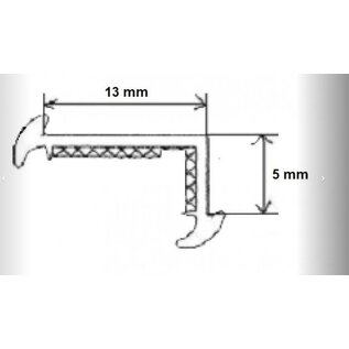 Onderlegrubber lijst zwart 22 mm  per meter