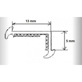 Onderlegrubber zwart 19 mm o.a Wilk  per meter