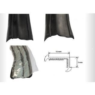 Onderlegrubber zwart 19 mm o.a Wilk  per meter