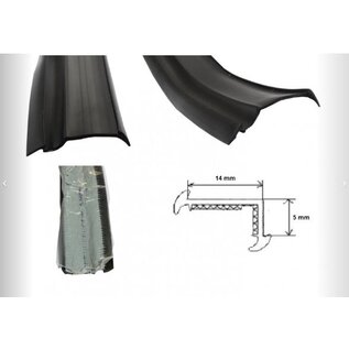 Onderlegrubber zwart 22 mm o.a. Tabbert per meter