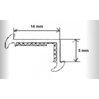 Onderlegrubber zwart 22 mm o.a. Tabbert per meter
