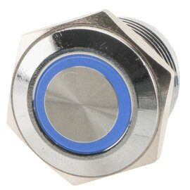 Drukschakelaar On-Off 12V blauwe LED M16 IP65