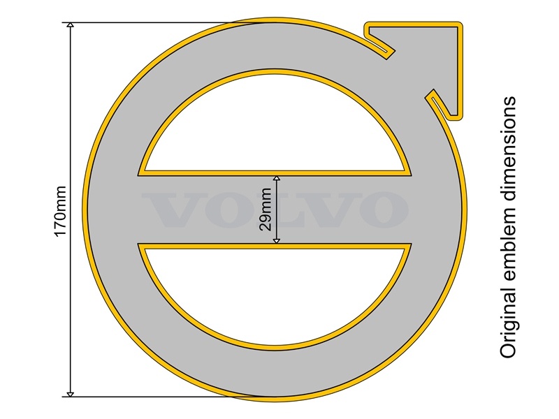 Volvo Beleuchtetes Logo 17 cm Zweifarbig