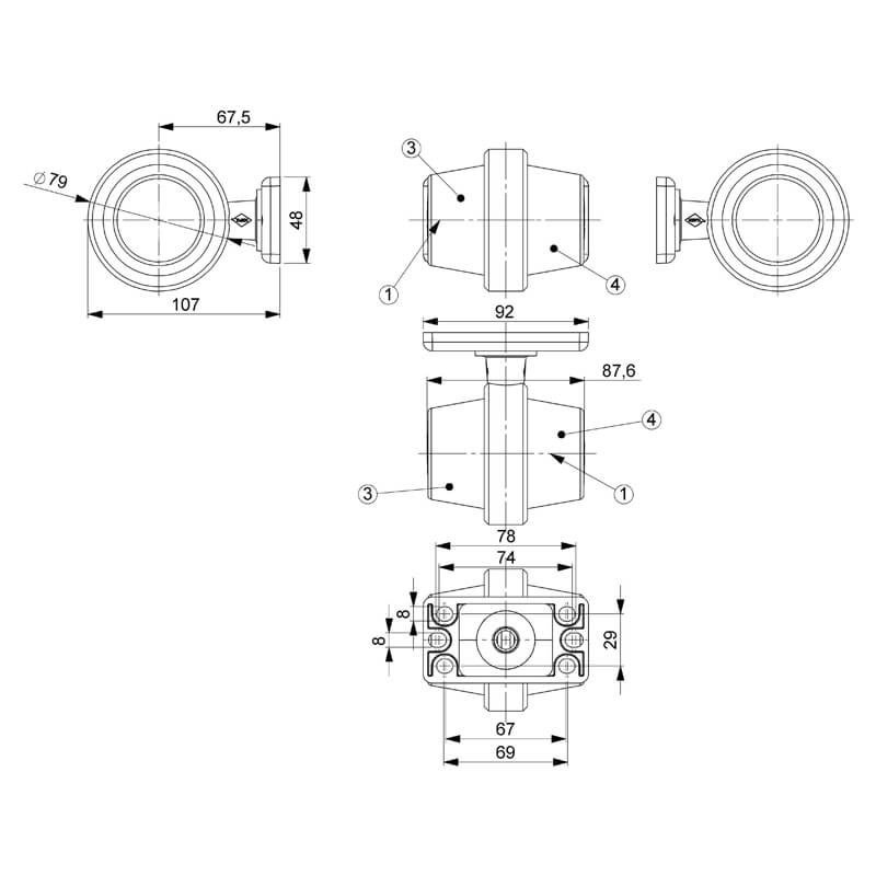 LED-Pendelleuchte kurzer Stiel | klare Linse | 12-24v | MB-1010RA
