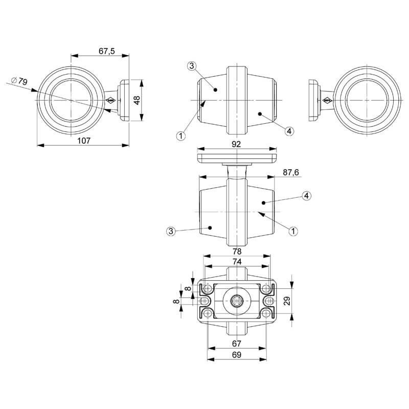 LED-Pendelleuchte | kurzer Stiel | matte Linse | 12-24v | MB-1020RA