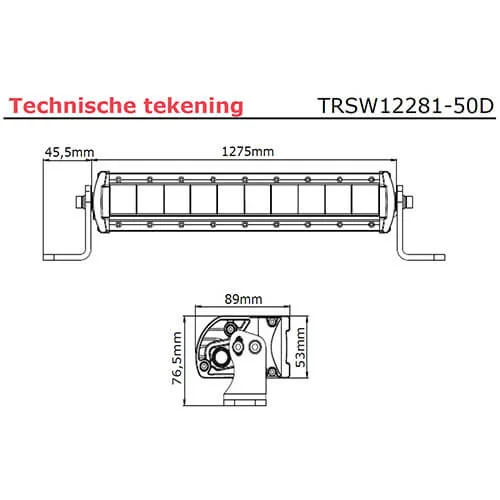 Tralert LED-Leiste | 250 Watt | 10000 Lumen | 9-30v | 40cm. kabel | Deutscher Stecker | TRSW12281-50D